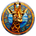 Golden Giraffe Framed in Teal Glass and Orange Mosaic. Ceramic Keepsake for Safari, Zoo and Animal Lovers.