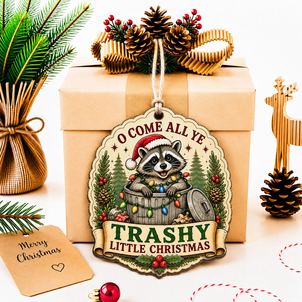 Raccoon Christmas Ornament, Stocking Stuffer For Nature Fan, Wood Hanging Tree Decoration