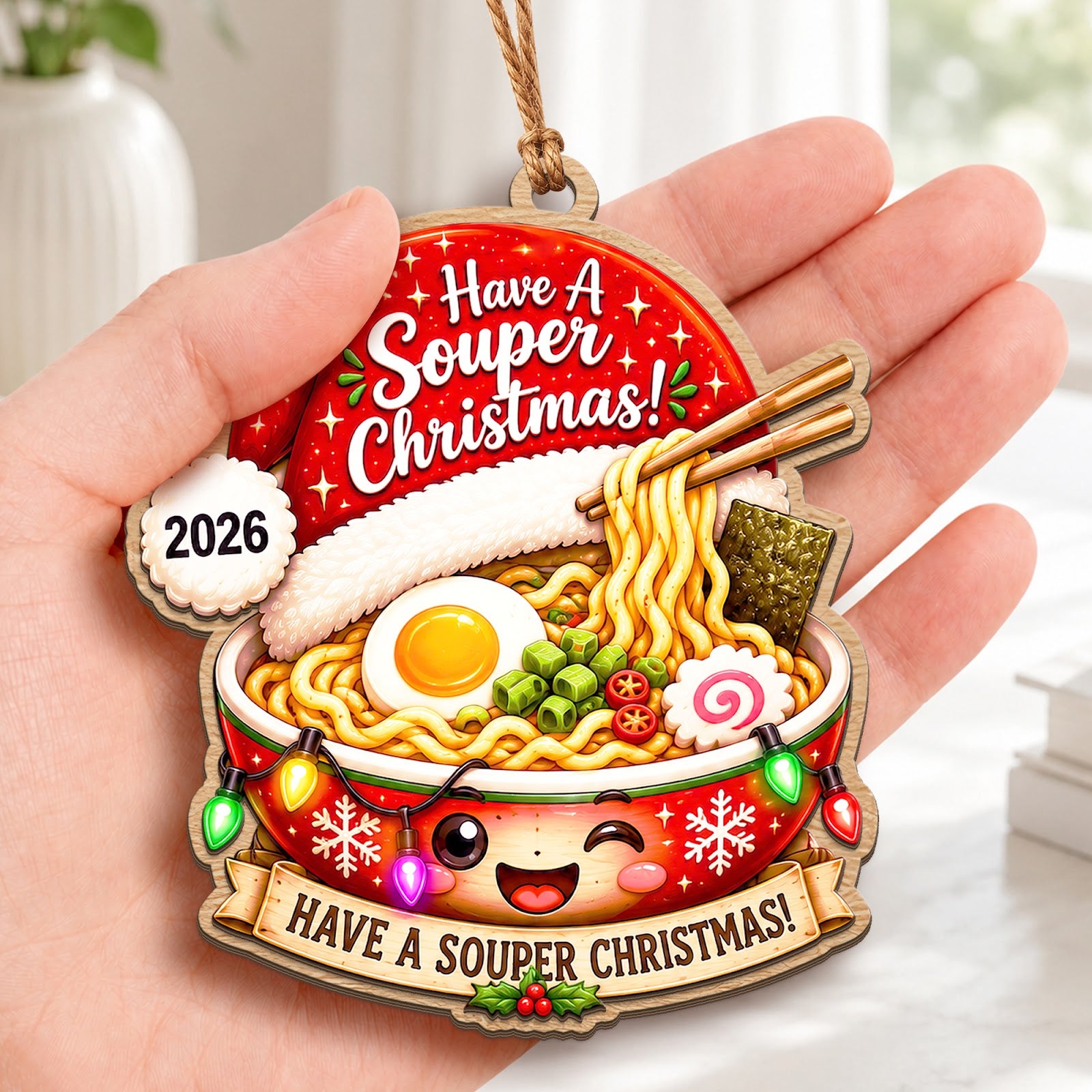 Ramen Wood Christmas Ornament