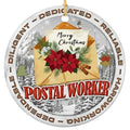 Poinsettias, Pine and a Merry Christmas Card in an Open Envelope. Ceramic Thank You for Your Delivery Route.