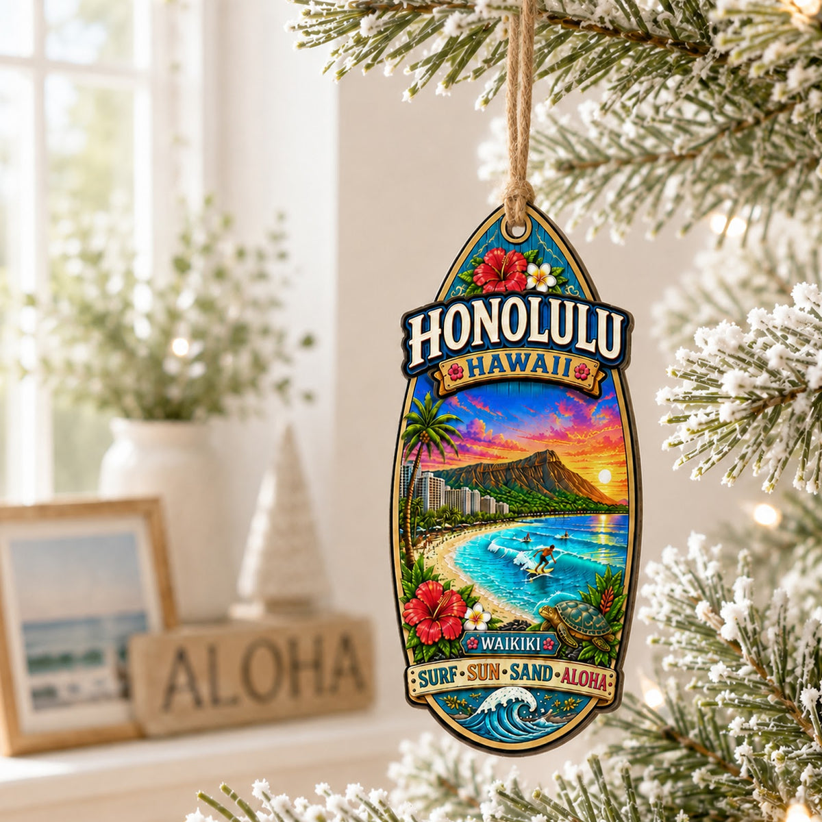 Sydney Christmas Ornament, Australia Opera House and Harbor Bridge Gift, Wood Tree Decoration