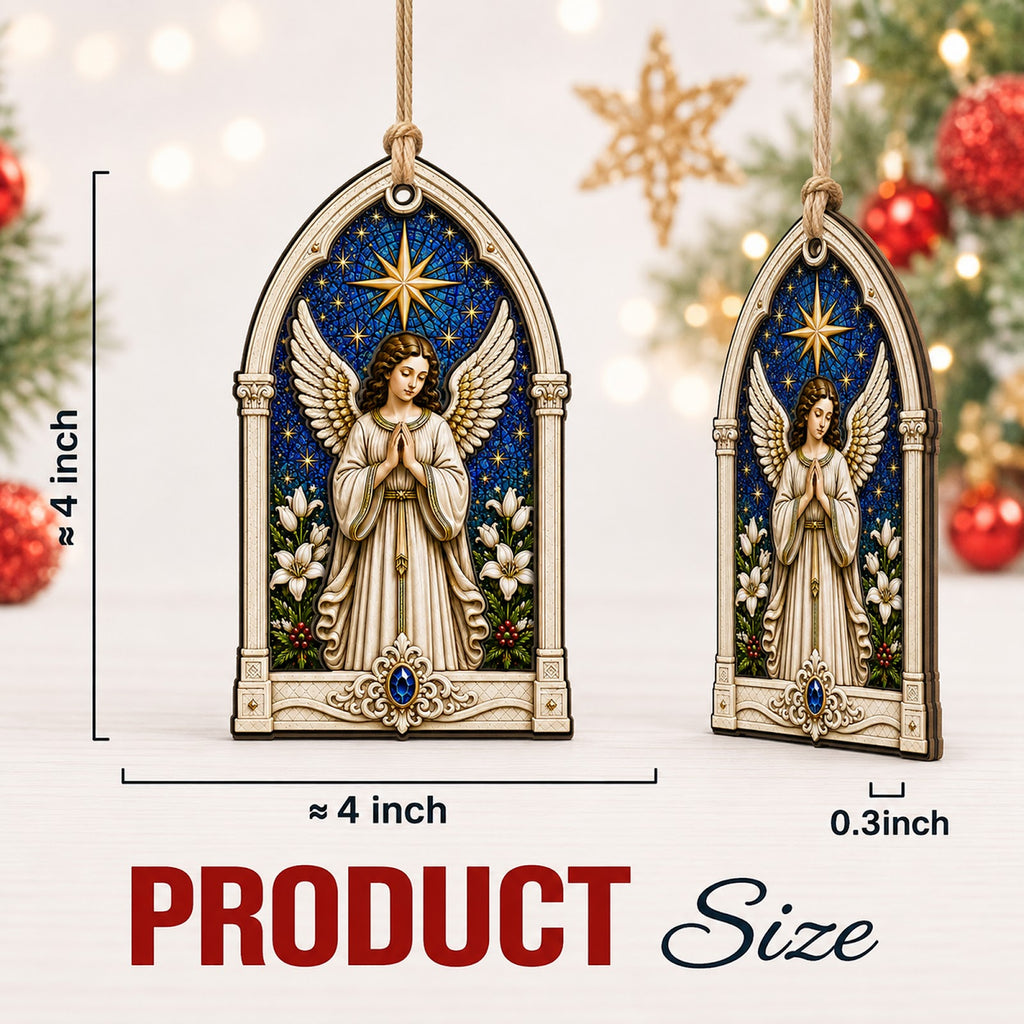 Angel Christmas Ornament, Religious Holiday Gift, Wood Hanging Tree Decoration