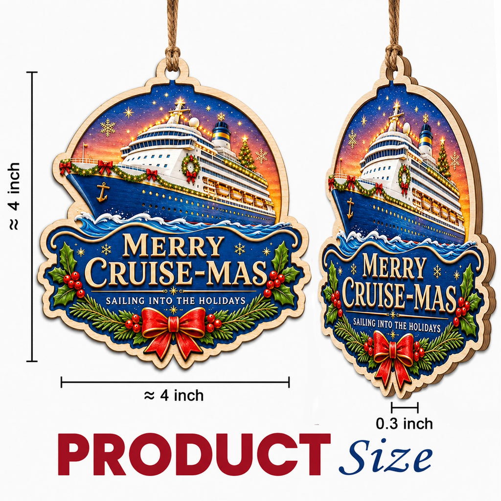 Cruisemas Cruise Ship Christmas Ornament, Stocking Stuffer For Cruise Lover, Wood Ornament
