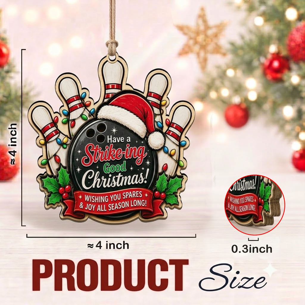 Bowling Pins Wood Christmas Ornament
