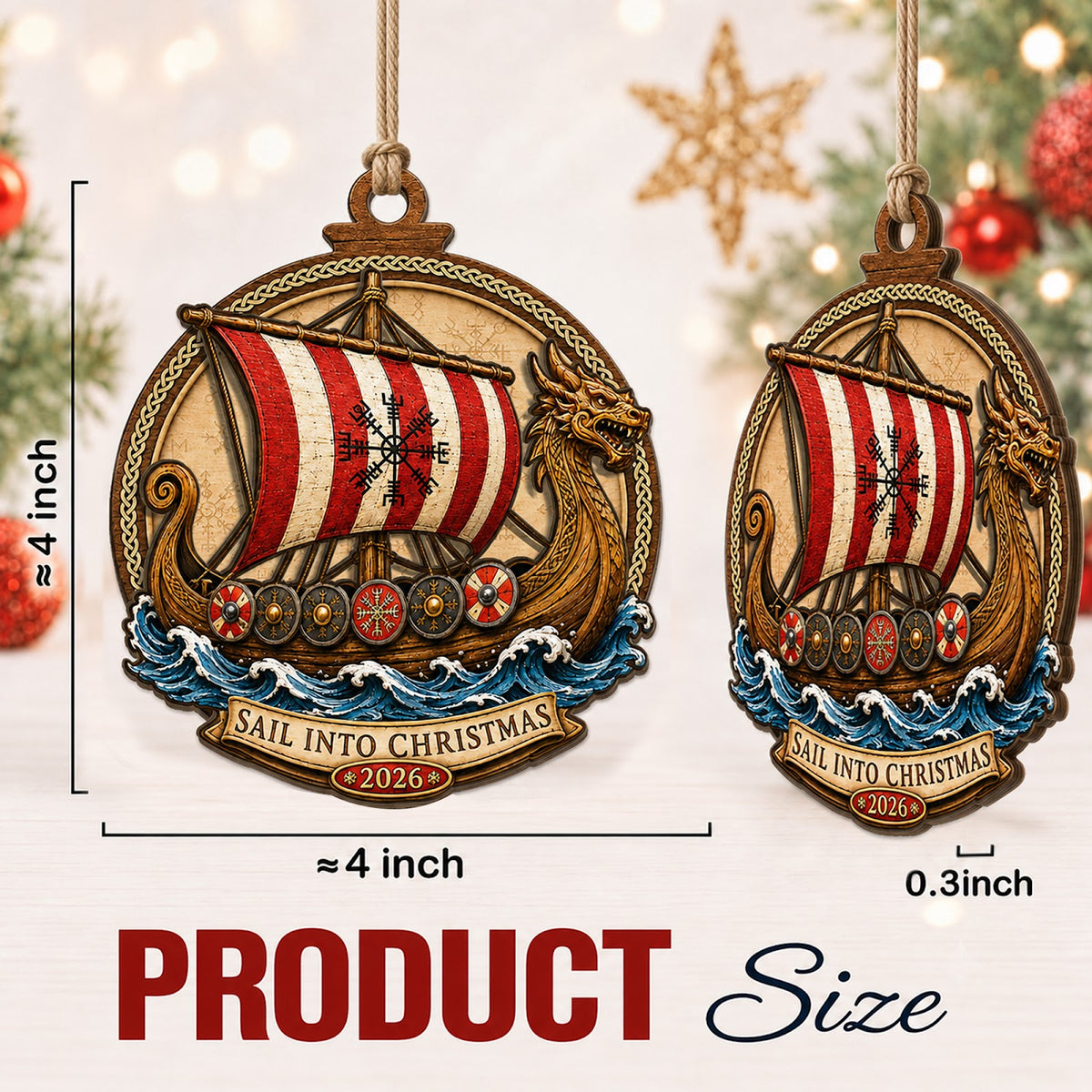 Viking Norse Warrior Medieval Christmas Ornament, Norse Warrior Keepsake, Wood Tree Decoration