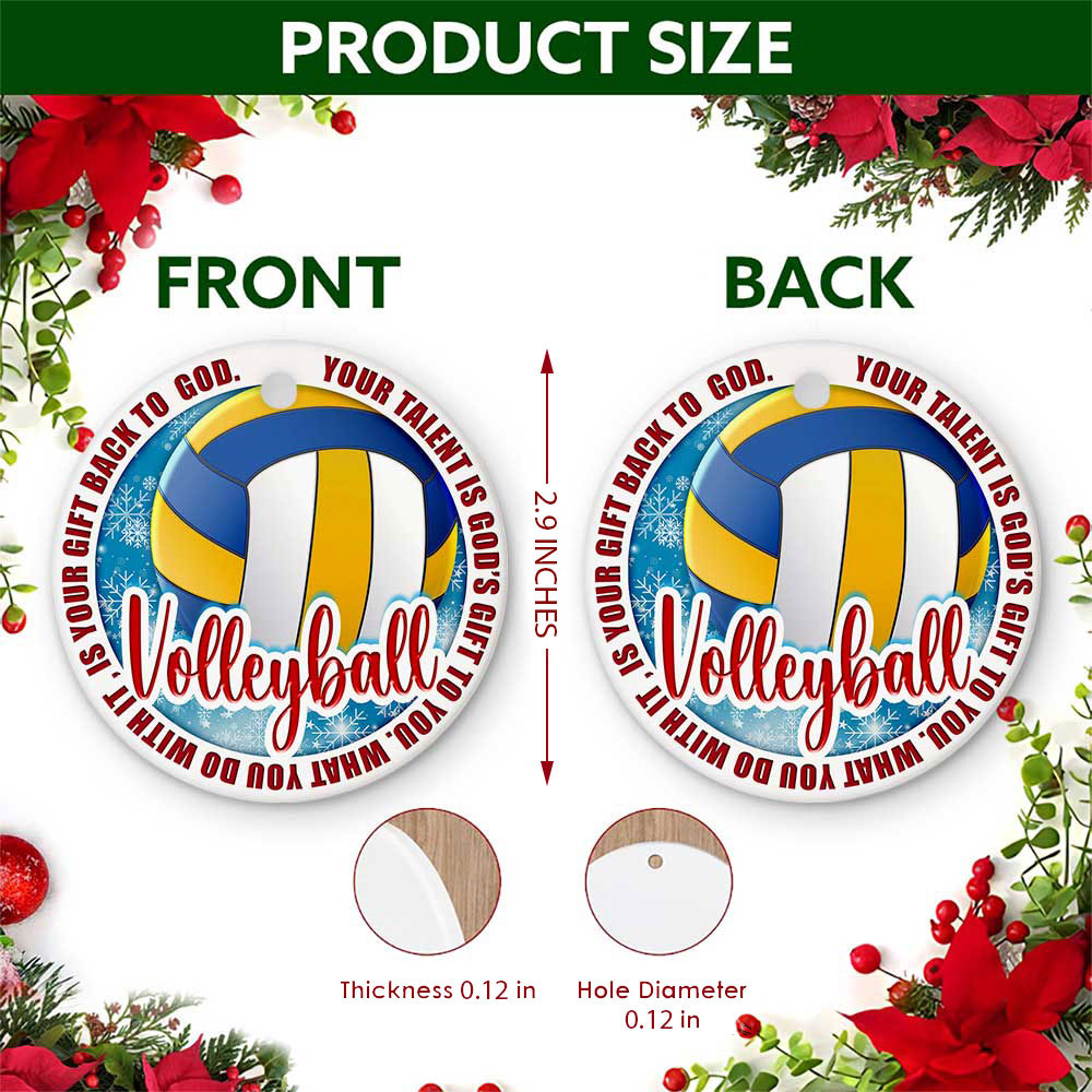 Volleyball Christmas Ornament, Faith Your Talent Is A Gift Idea, Ceramic Tree Decoration