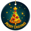 Pepperoni Slice Standing In as a Christmas Tree With a Cheese Drip Star. Ceramic Keepsake for Pizza Lovers.