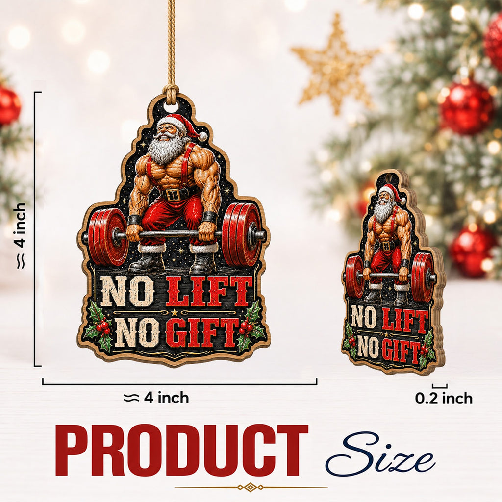 Deadlift Santa Wood Christmas Ornament