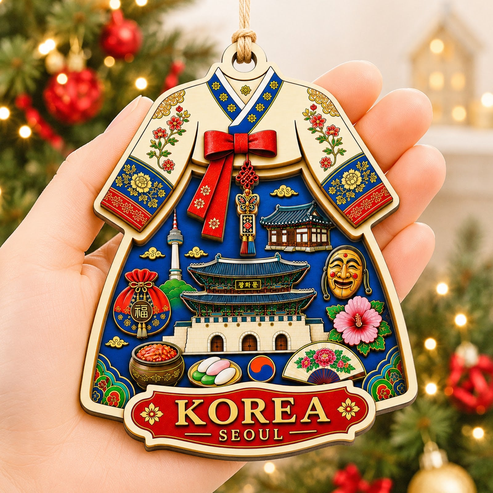 Germany Christmas Ornament, Berlin Brandenburg Gate Souvenir Gift, Wood Hanging Tree Decoration