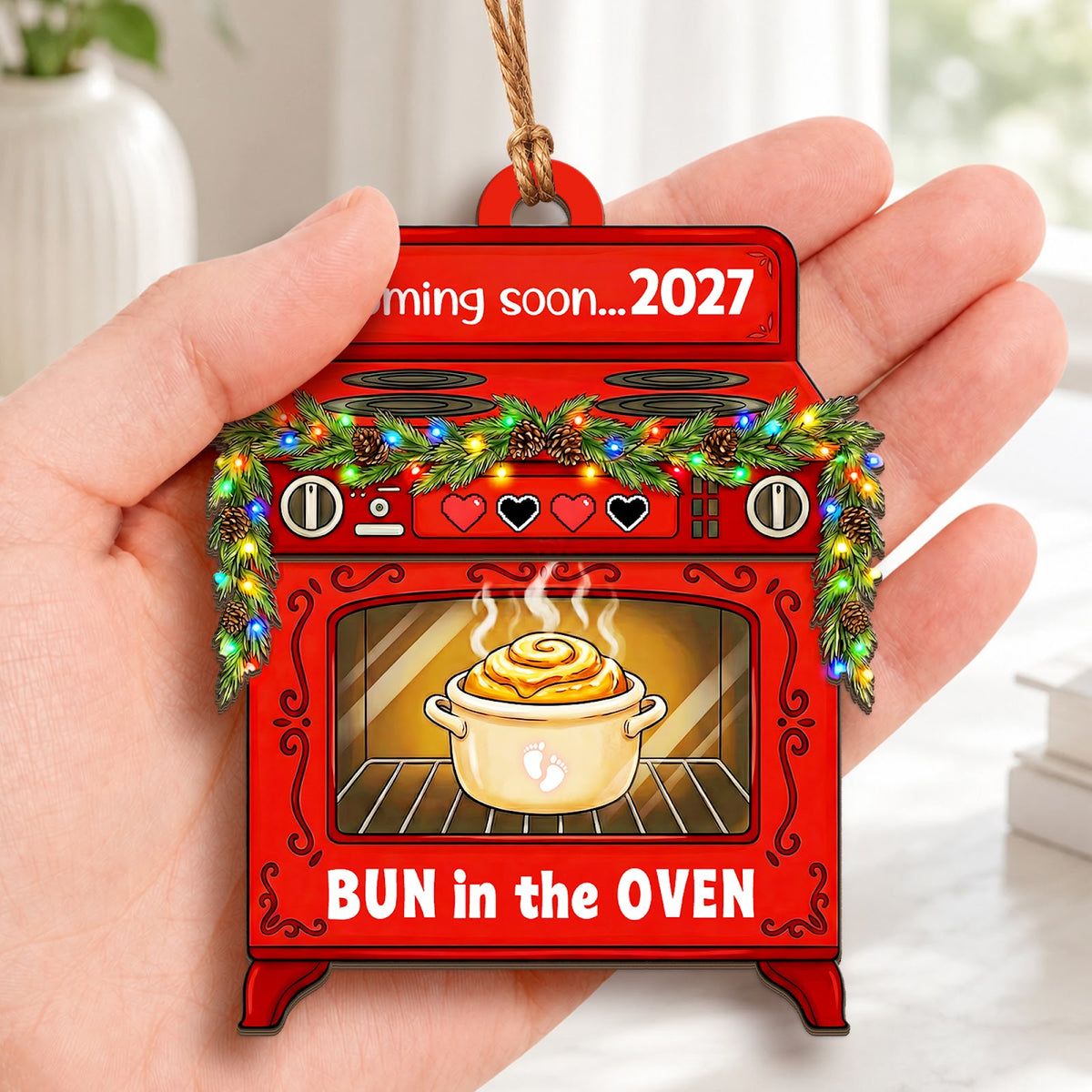 Coming Soon 2027 Christmas Ornament, Pregnancy Announcement Gift, Wood Hanging Tree Decoration