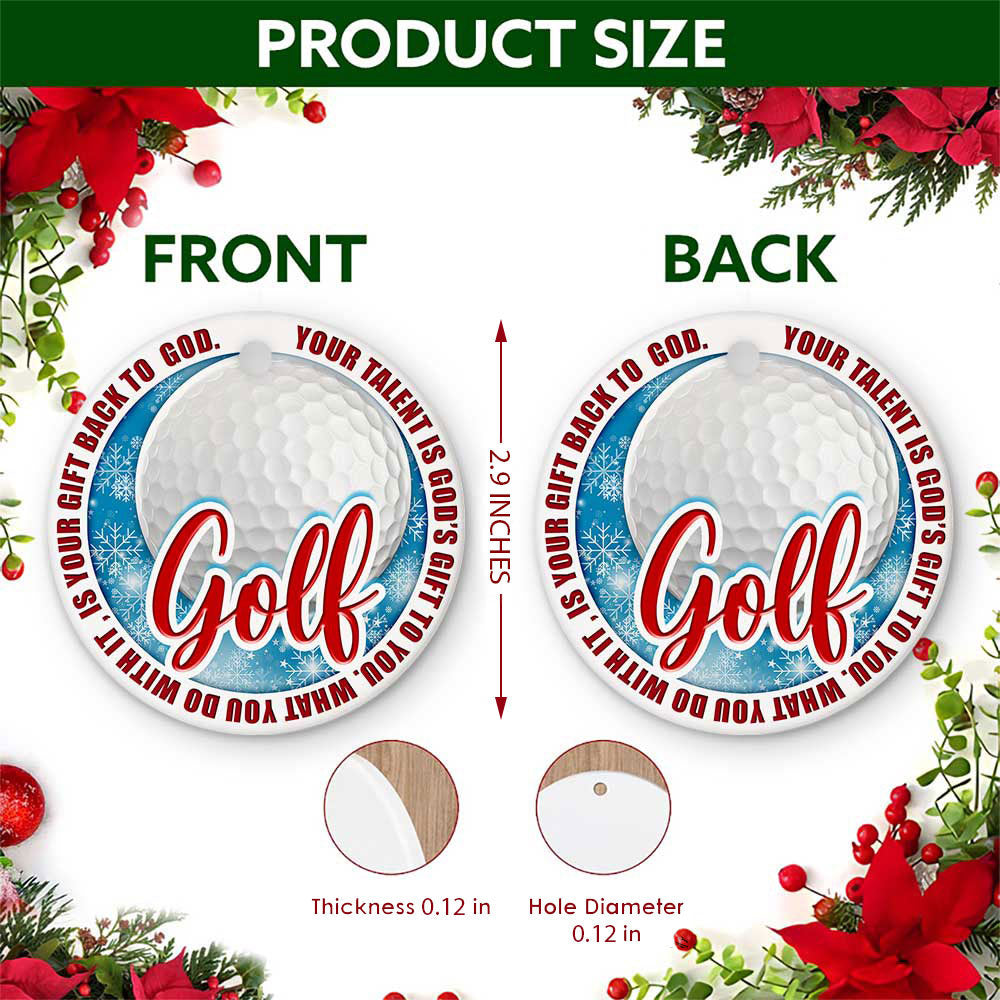 Golf Christmas Ornament, Faith Your Talent Is A Gift Idea For Dad, Ceramic Tree Decoration