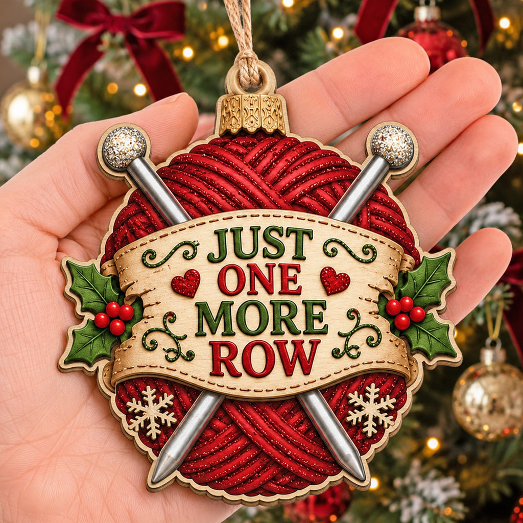 Just One More Row Wood Christmas Ornament