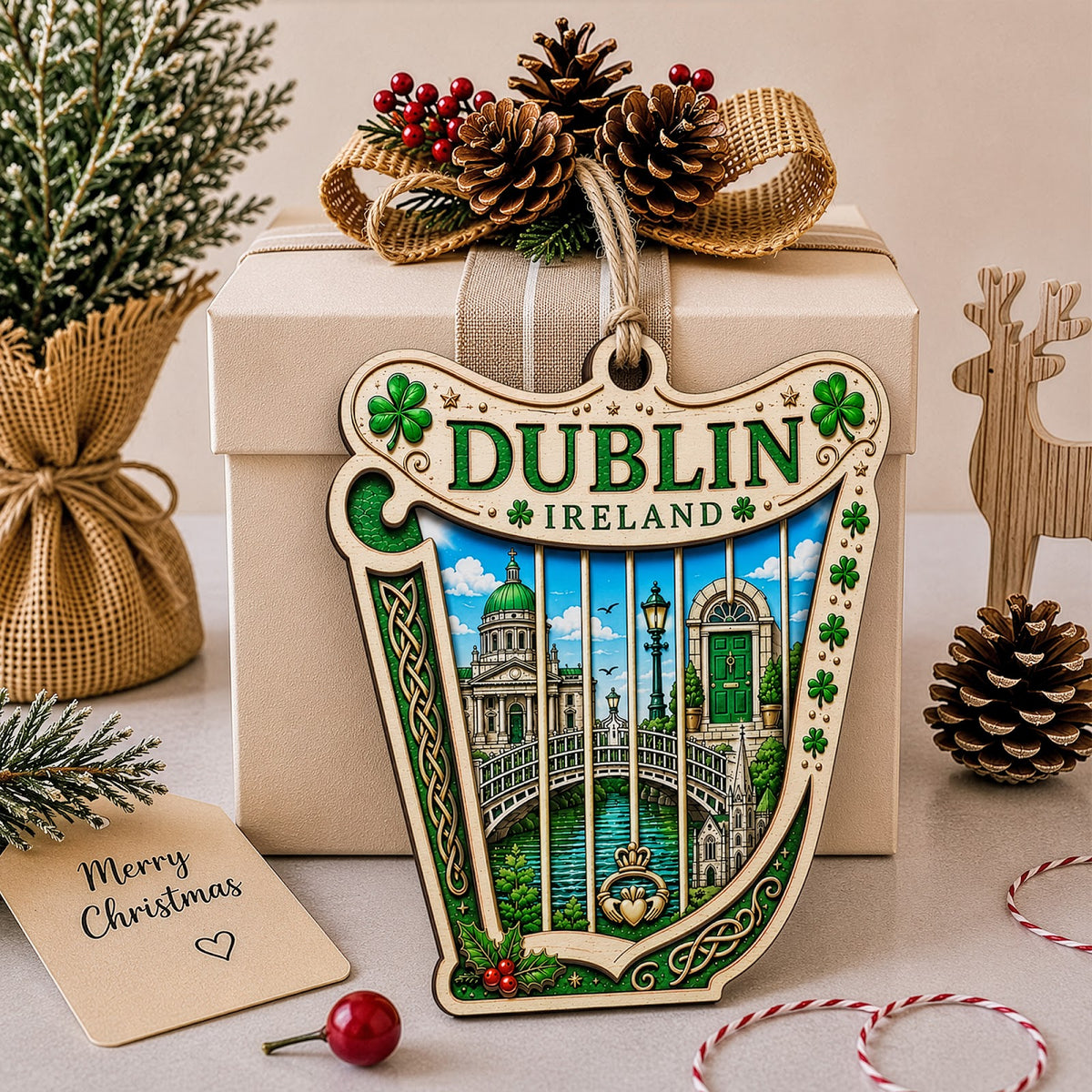 Las Vegas Christmas Ornament, Nevada Neon Strip Souvenir Gift, Wood Hanging Tree Decoration