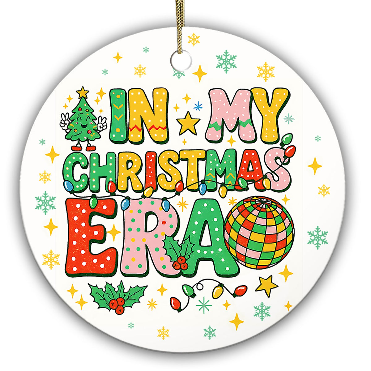 Groovy Bubble Letters, a Disco Ball and a Waving Tree. Trendy Ceramic Keepsake for Teens and Young Women.