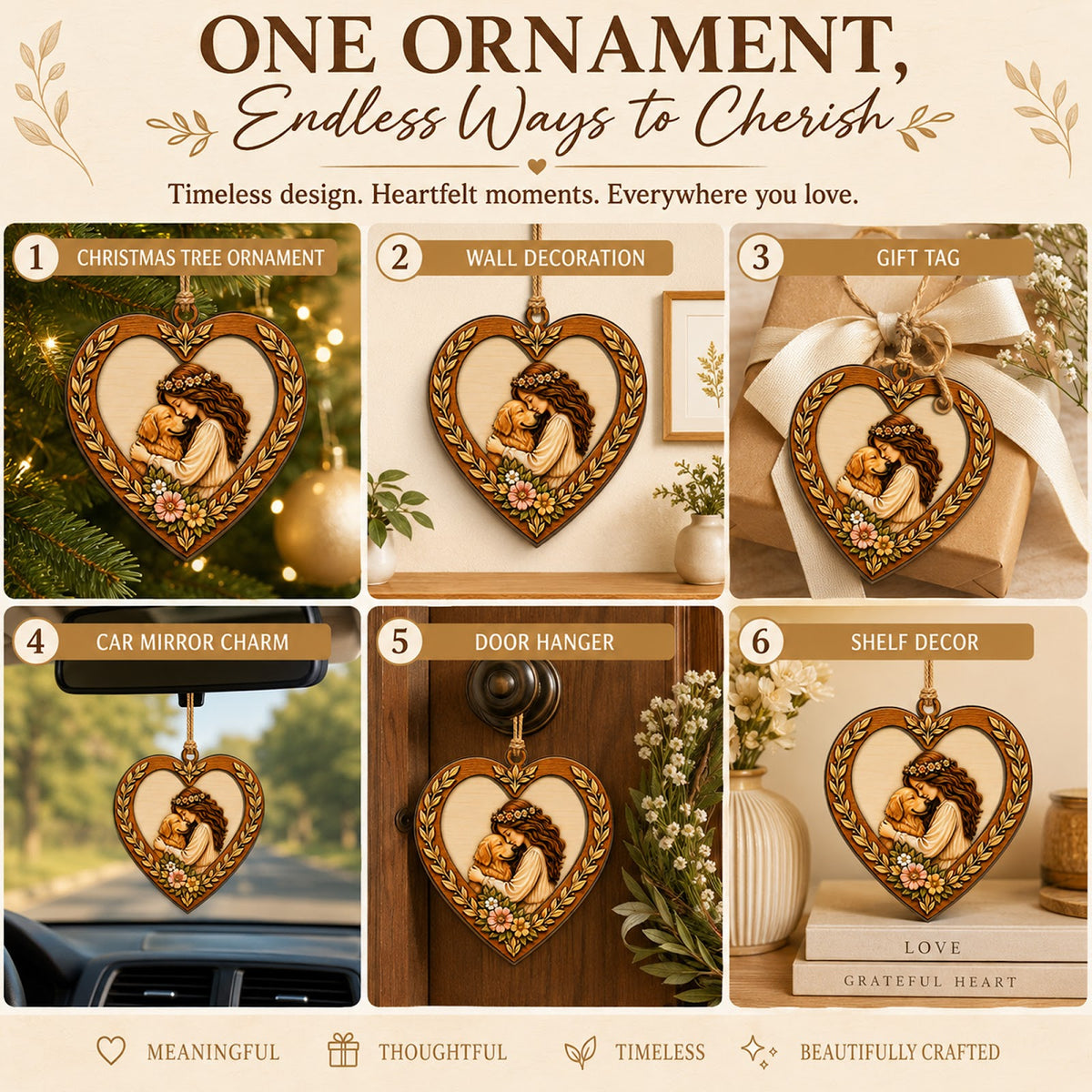 Girl Love Dog Christmas Ornament, Gift For Dog Girl, Wood Hanging Tree Decoration