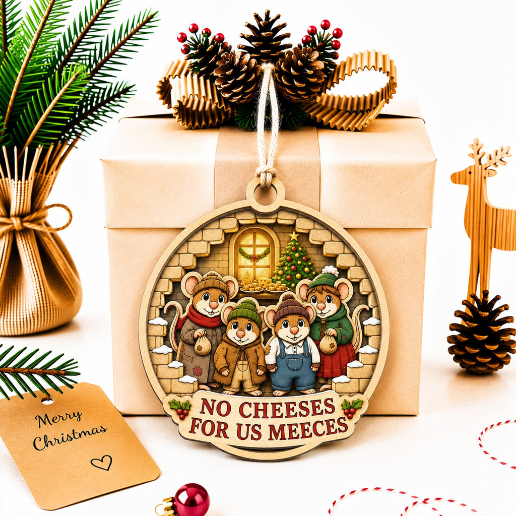 No Cheese Funny Food Humor Christmas Ornament, Cheese Lover Humor Keepsake, Wood Ornament