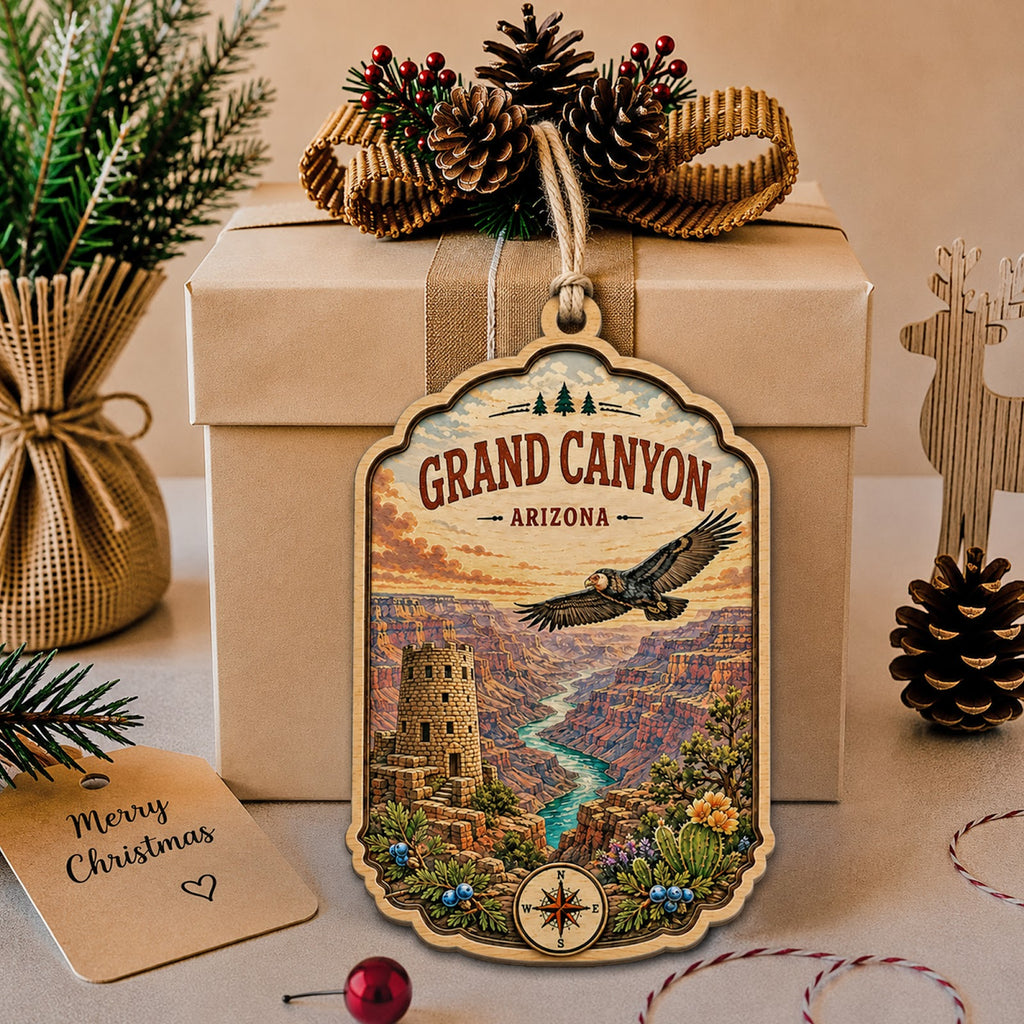 Grand Canyon Christmas Ornament, Arizona National Park Souvenir Gift, Wood Tree Decoration