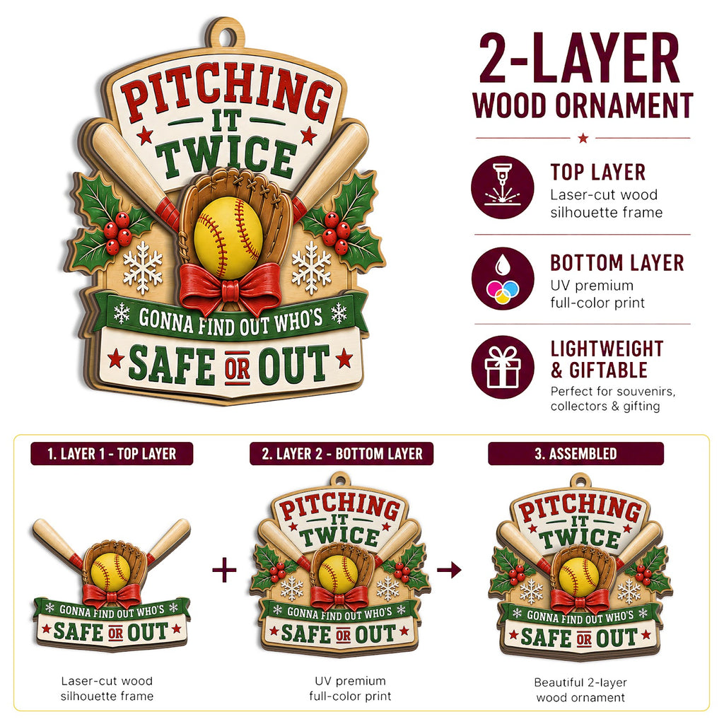 Softball Glove Wood Christmas Ornament