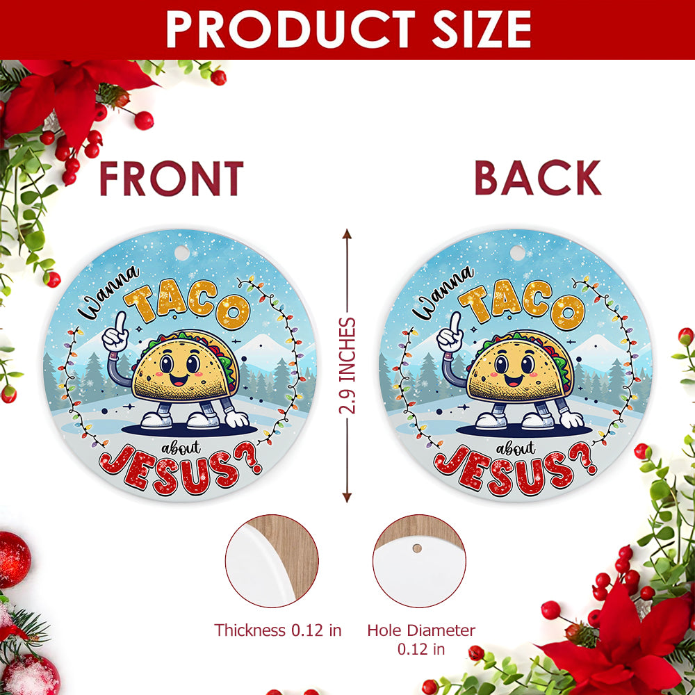 Taco Christmas Ornament, Funny Christian Food Pun Gift, Ceramic Hanging Tree Decoration