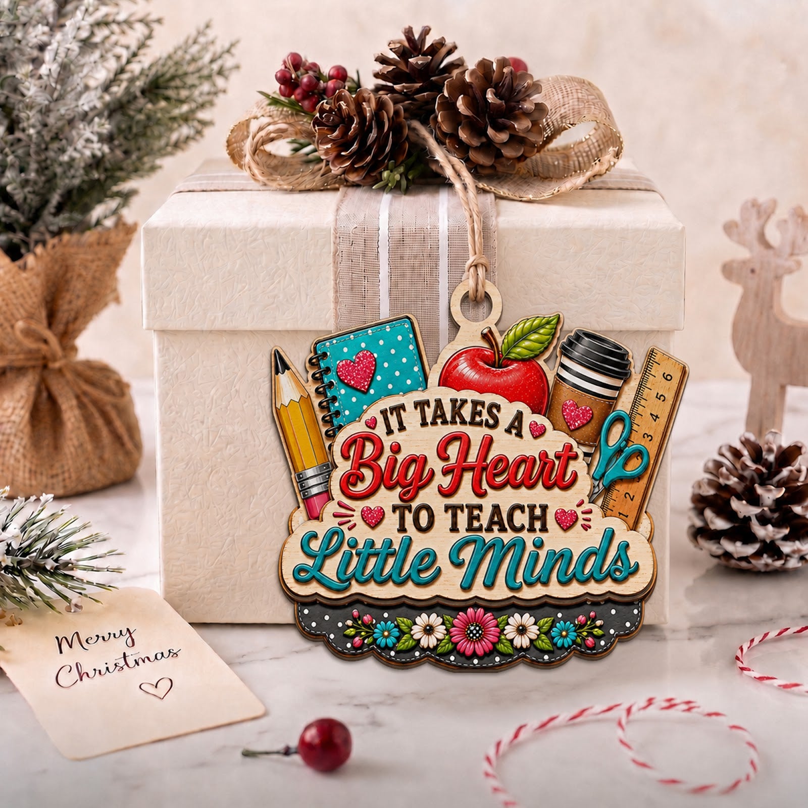 Teacher Wood Christmas Ornament