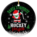 Santa Throwing a Dab With a Hockey Stick. Ceramic Keepsake for Youth, School and Beer League Players.