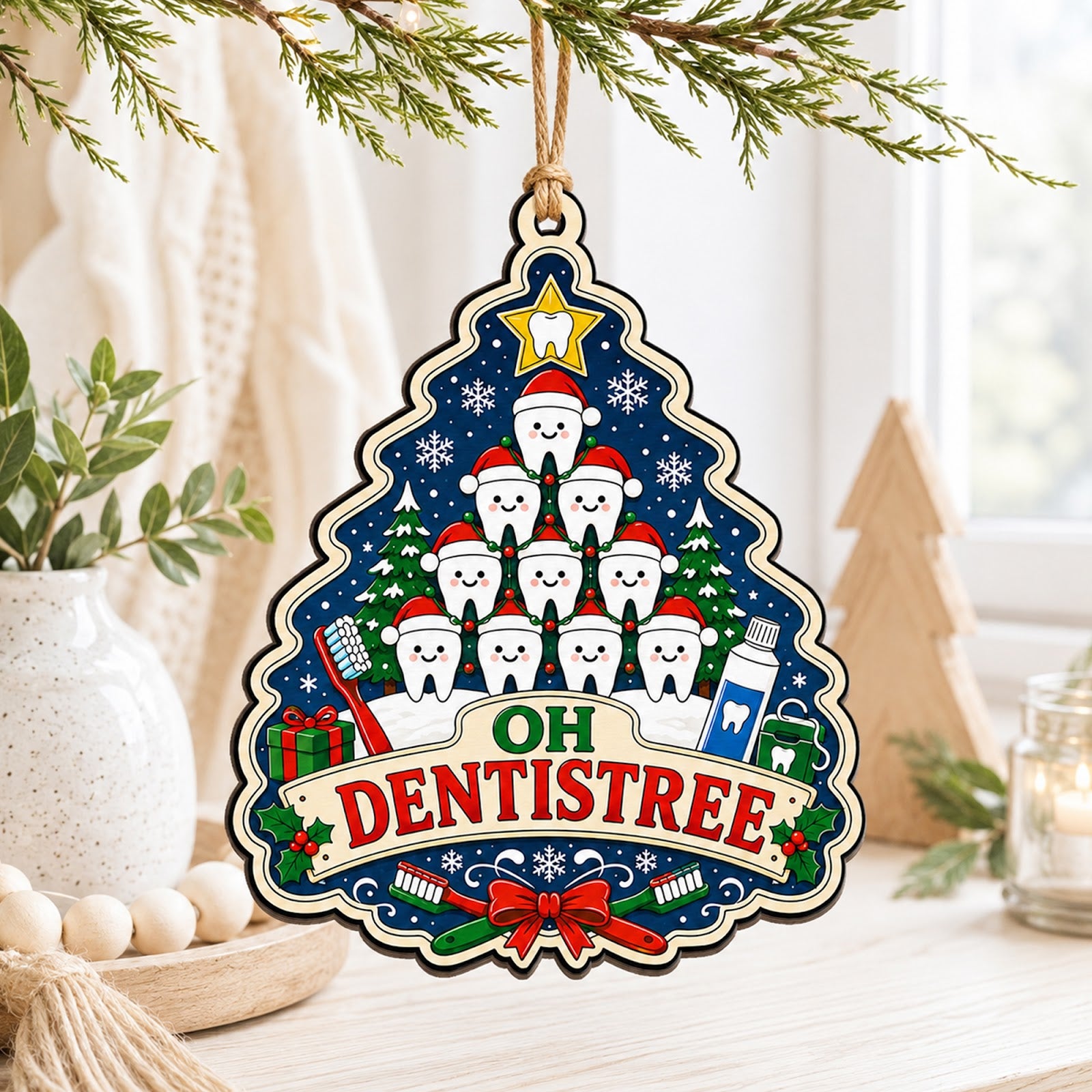 Oh Dentistree Wood Christmas Ornament