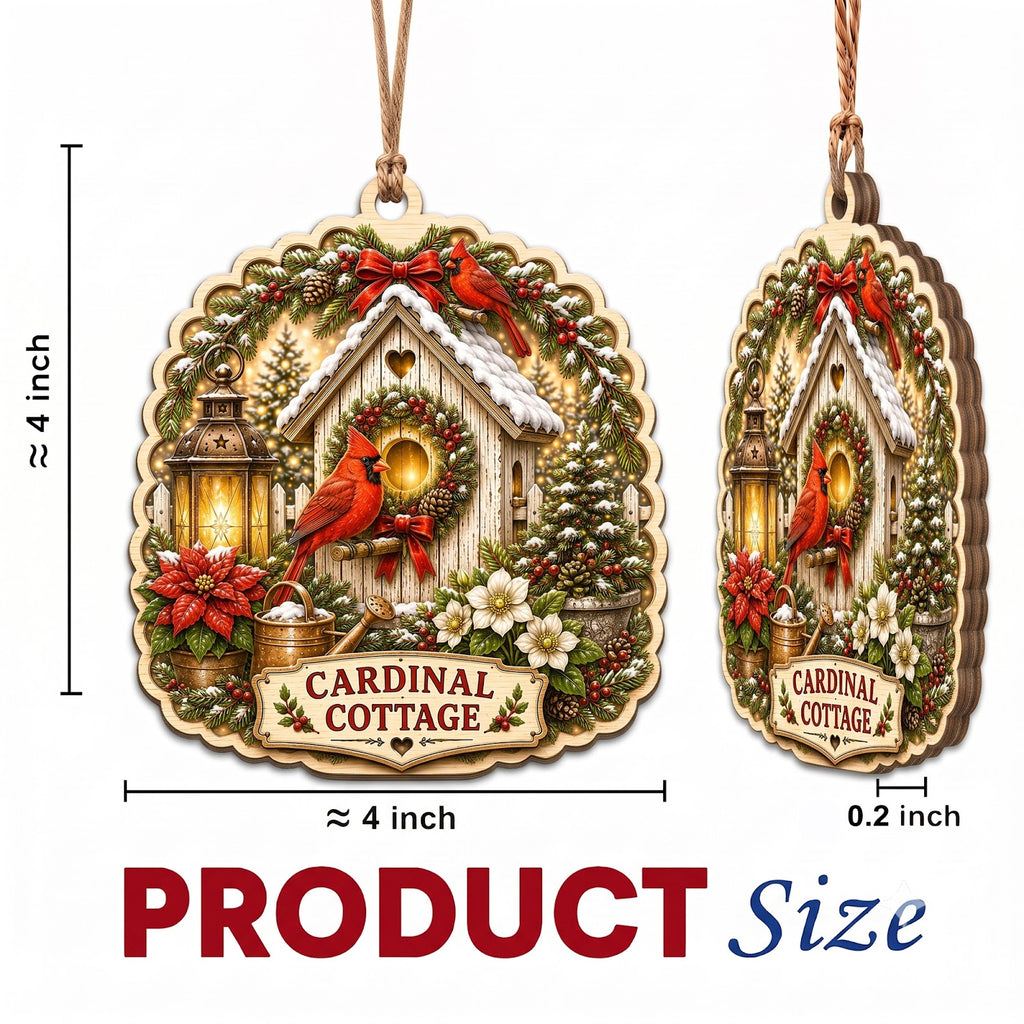 Cardinal Garden Bird Nature Christmas Ornament, Cardinal Birdwatcher Keepsake, Wood Ornament