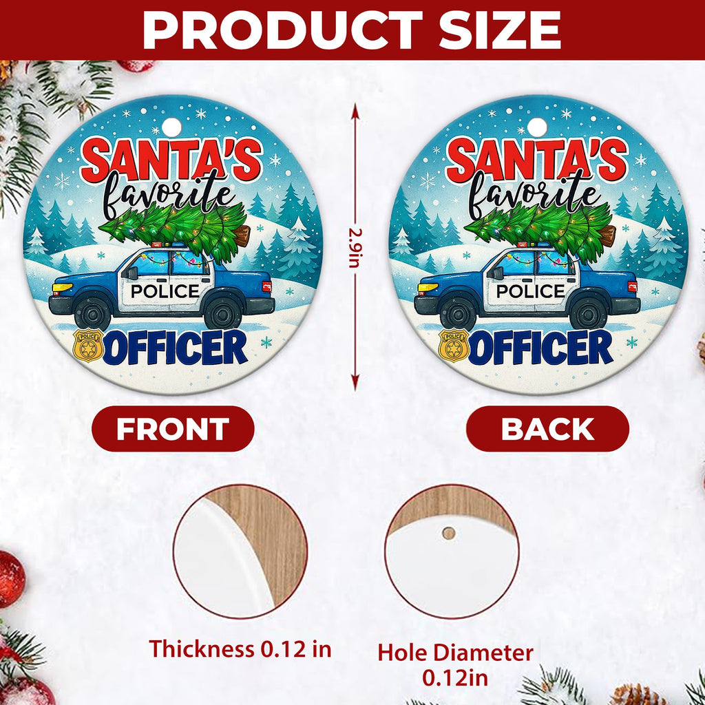 Police Officer Christmas Ornament, Santas Favorite Officer Gift, Ceramic Tree Decoration