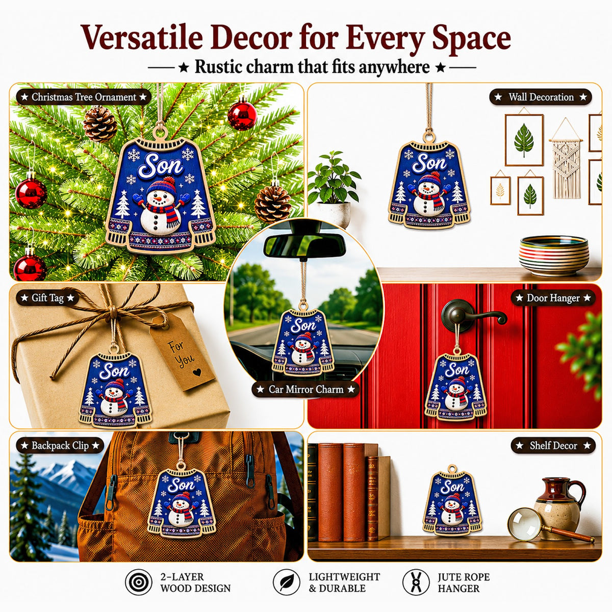 Son Christmas Ornament, Sentimental Gift From Mom And Dad, Wood Hanging Tree Decoration