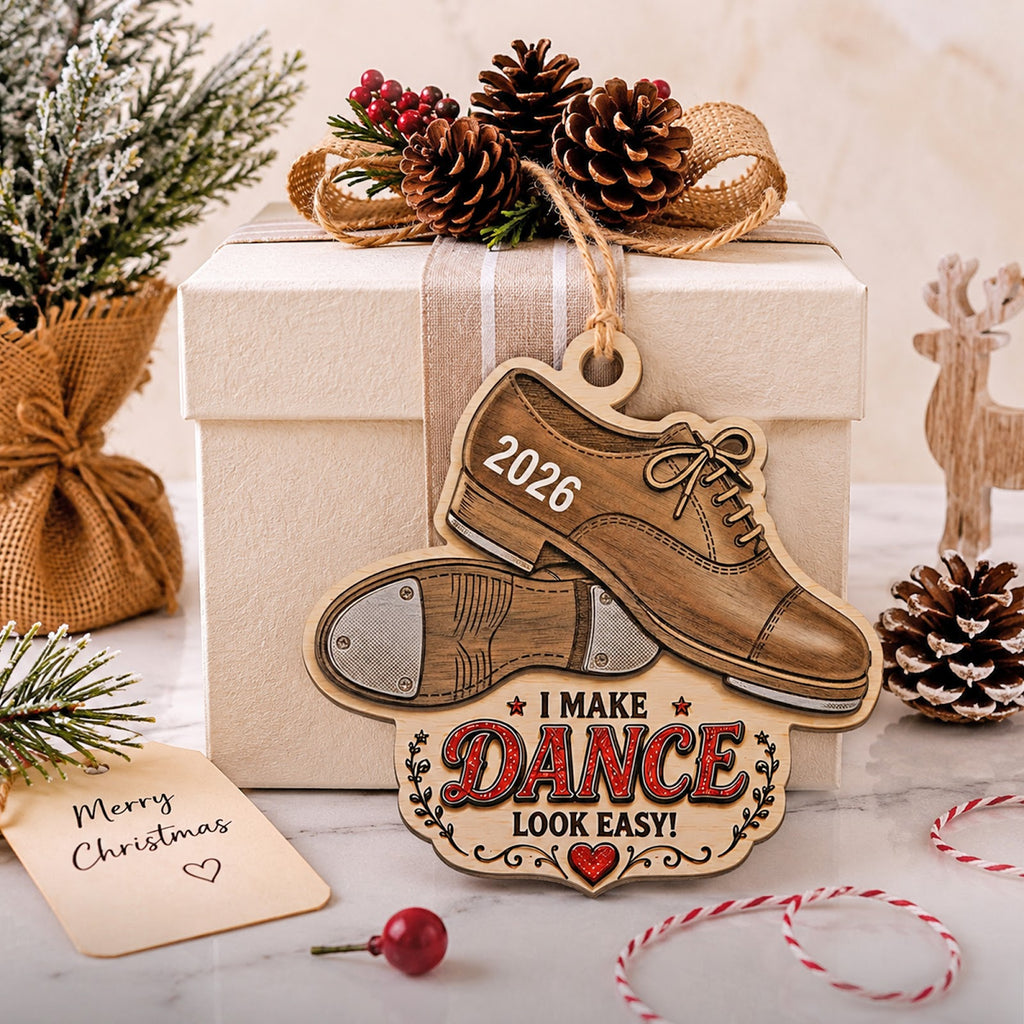 Tap Shoes Wood Christmas Ornament