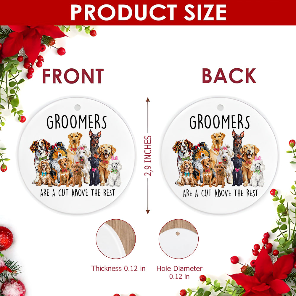 Dog Groomer Christmas Ornament, Thank You Salon Gift, Ceramic Hanging Tree Decoration