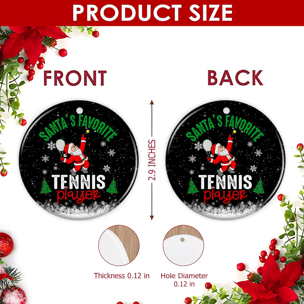 Tennis Christmas Ornament, Santas Favorite Player Gift, Ceramic Hanging Tree Decoration