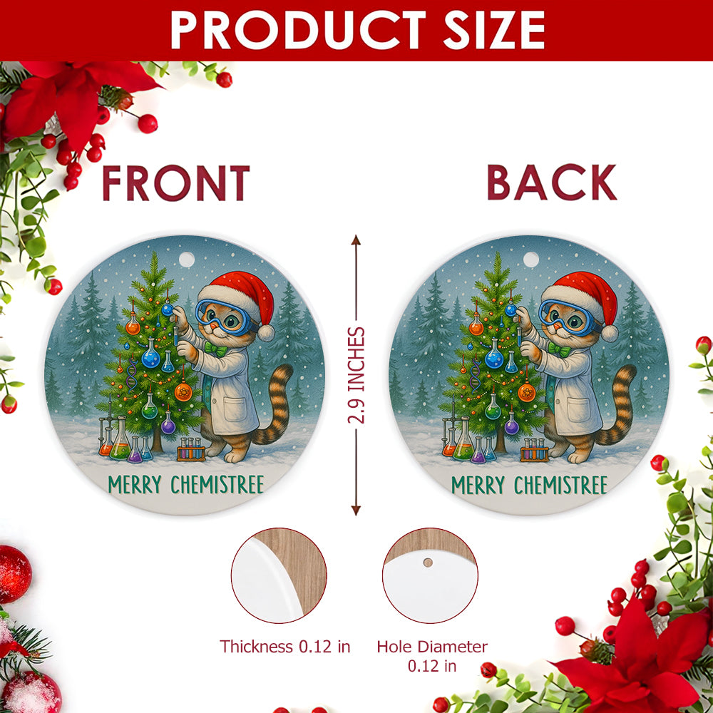 Chemistry Christmas Ornament, Merry Chemistree Science Gift, Ceramic Hanging Tree Decoration