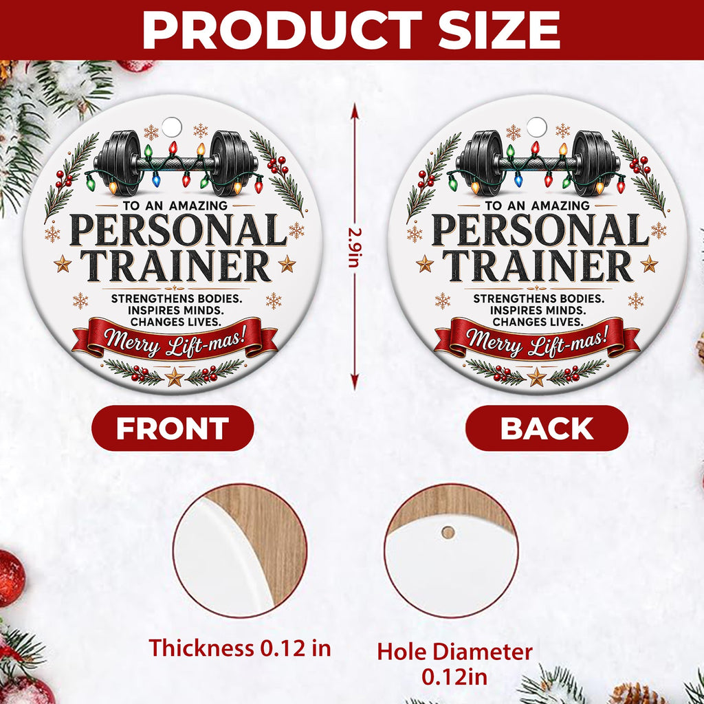Amazing Personal Trainer Christmas Ornament, Gym Coach Thank You Gift, Ceramic Tree Decoration