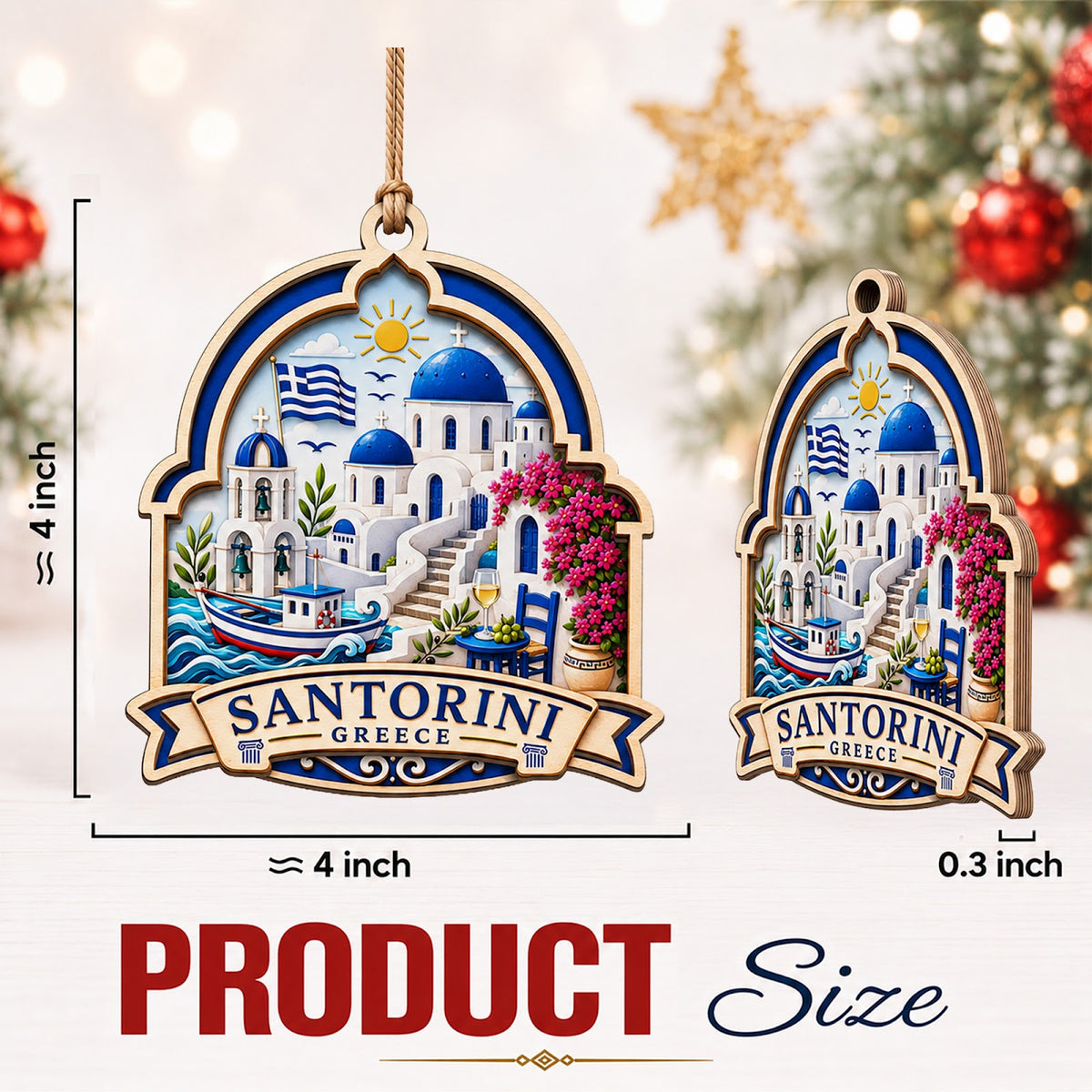 Chicago Christmas Ornament, Illinois Lakefront Skyline Souvenir Gift, Wood Tree Decoration