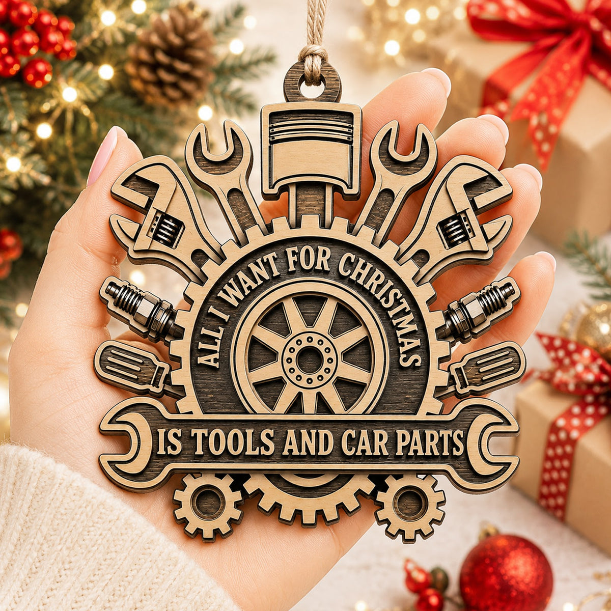 Mechanic All Christmas Ornament, Stocking Stuffer For Car Enthusiast, Wood Tree Decoration