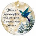 Hummingbird Visitor design on a glazed ceramic disc. Keepsake for bird watchers, and anyone remembering someone they hav