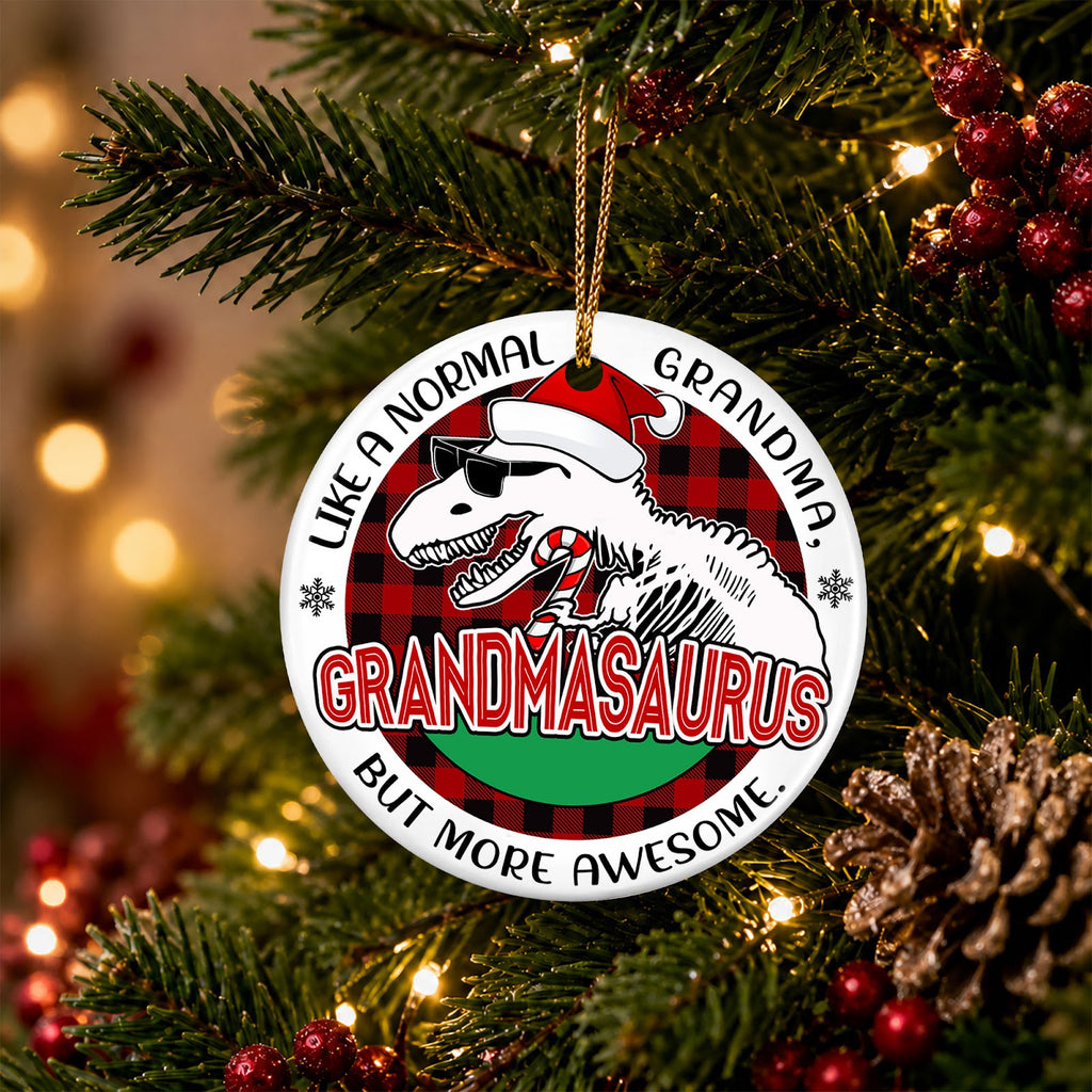 Grandma Christmas Ornament, Funny Grandmasaurus Gift, Ceramic Hanging Tree Decoration