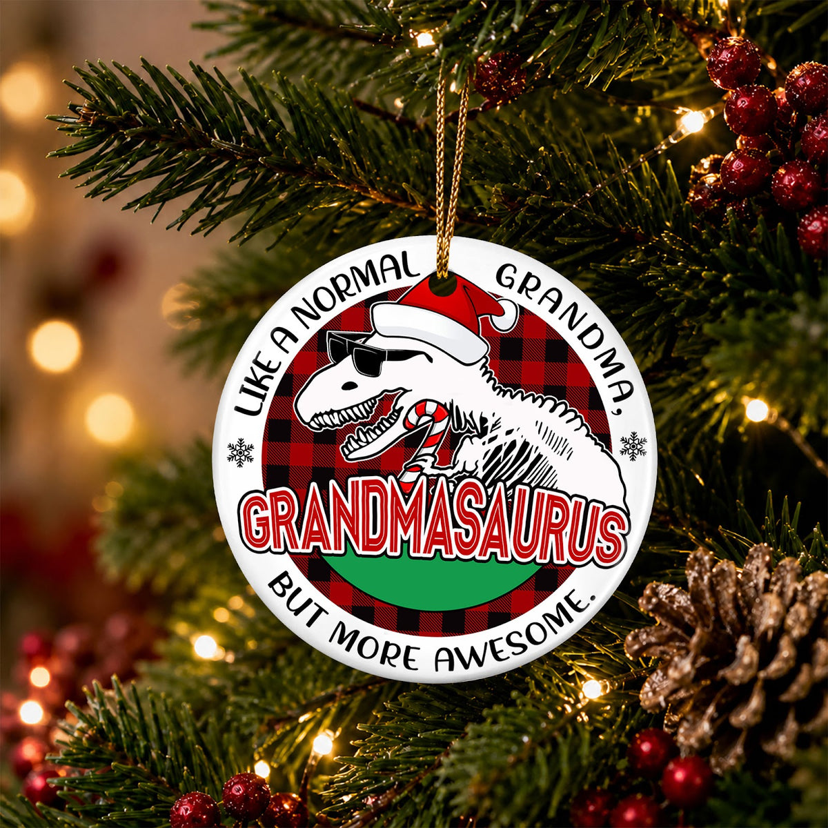 Grandma Christmas Ornament, Funny Grandmasaurus Gift, Ceramic Hanging Tree Decoration