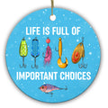 Life Is Full of Important Choices. Five Fishing Lures on a Ceramic Keepsake for Anglers and Fishing Dads.