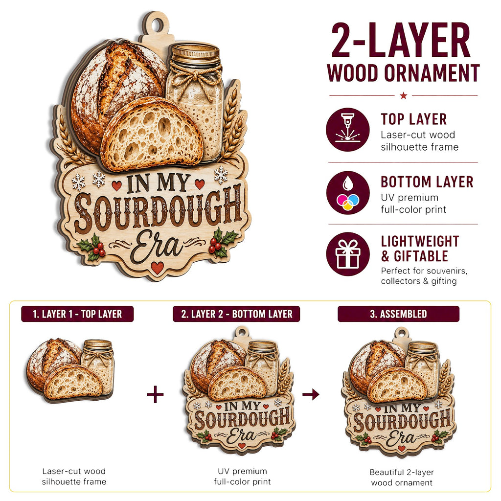Sourdough Era Wood Christmas Ornament