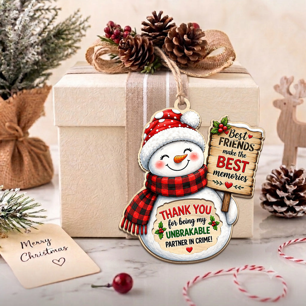Best Friend Christmas Ornament, BFF Holiday Gift, Wood Hanging Tree Decoration