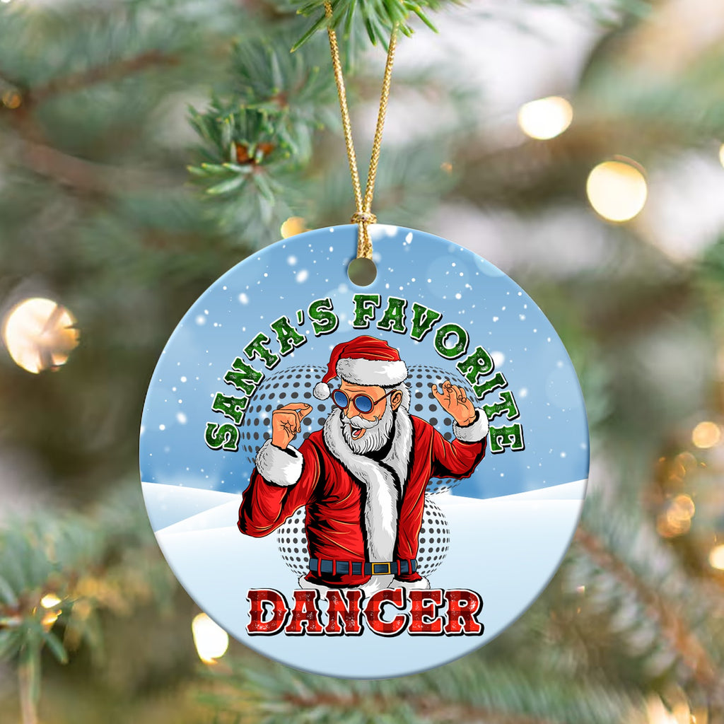 Dancer Christmas Ornament, Santas Favorite Dancer Gift, Ceramic Hanging Tree Decoration