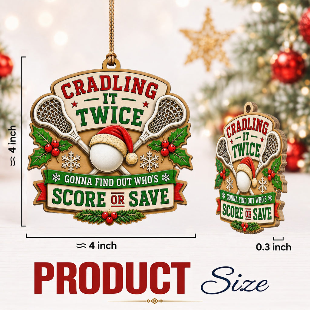 Lacrosse Crossed Sticks Wood Christmas Ornament