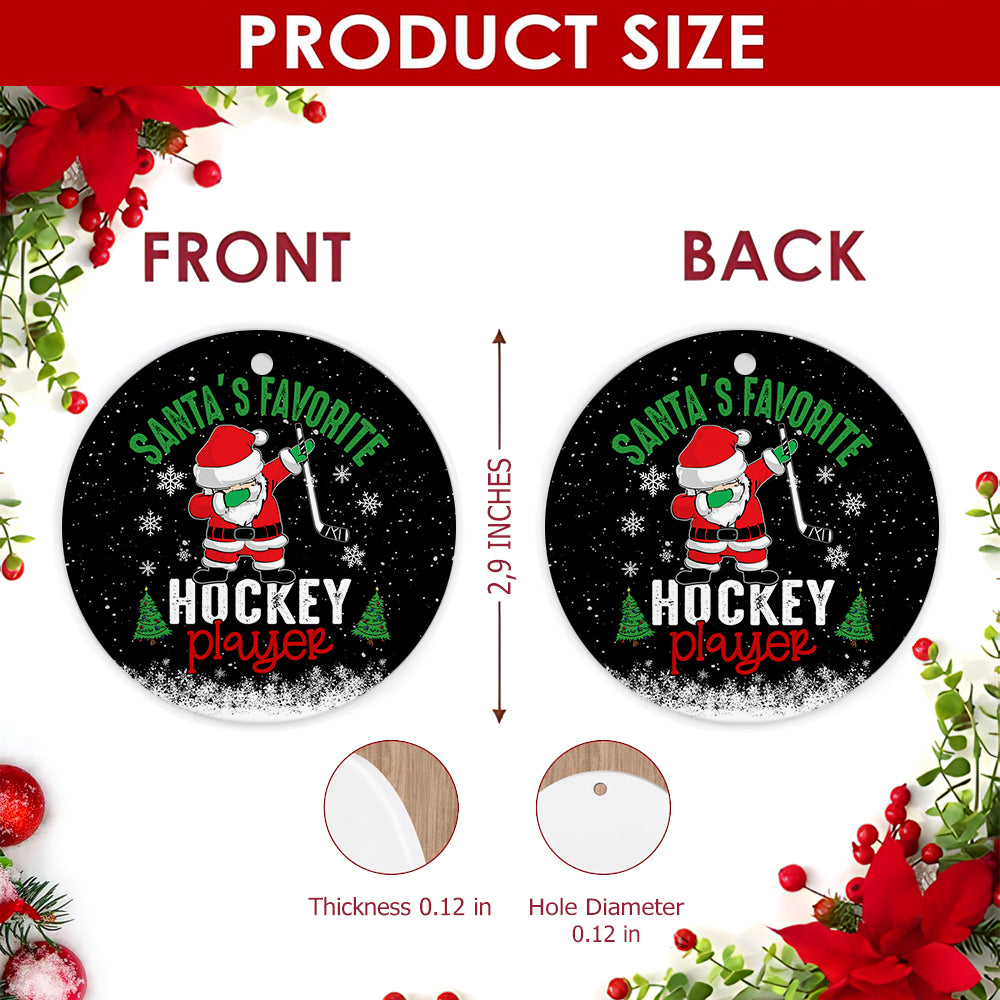 Hockey Christmas Ornament, Santas Favorite Player Gift, Ceramic Hanging Tree Decoration