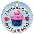 Blue Cupcake With Pink Swirled Frosting and a Cheeky Pun Between Two Hearts. Ceramic Novelty Keepsake.