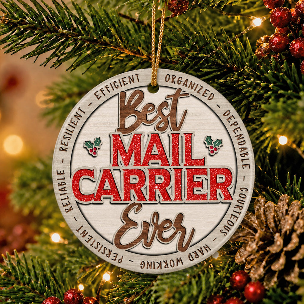 Mail Carrier Christmas Ornament, Best Mail Carrier Ever, Ceramic Hanging Tree Decoration