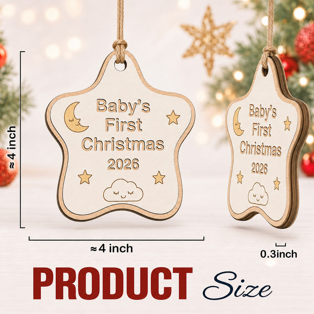 Baby's First Christmas Ornament, Newborn Milestone Gift, Wood Hanging Tree Decoration