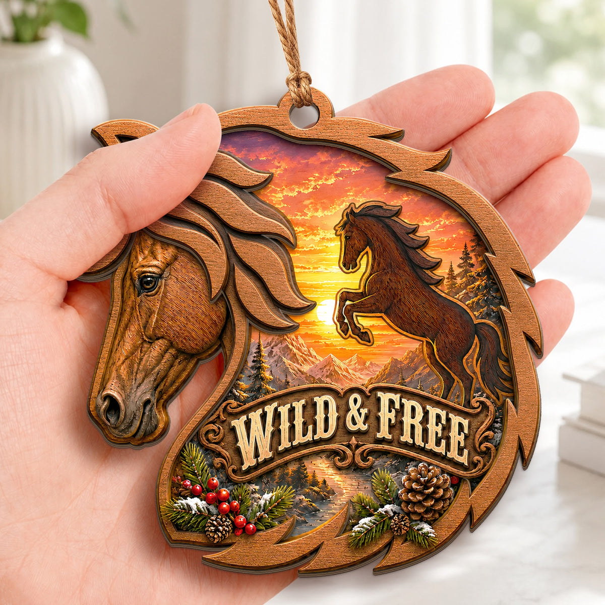 Horse Christmas Ornament, Stocking Stuffer For Horse Lover, Wood Hanging Tree Decoration