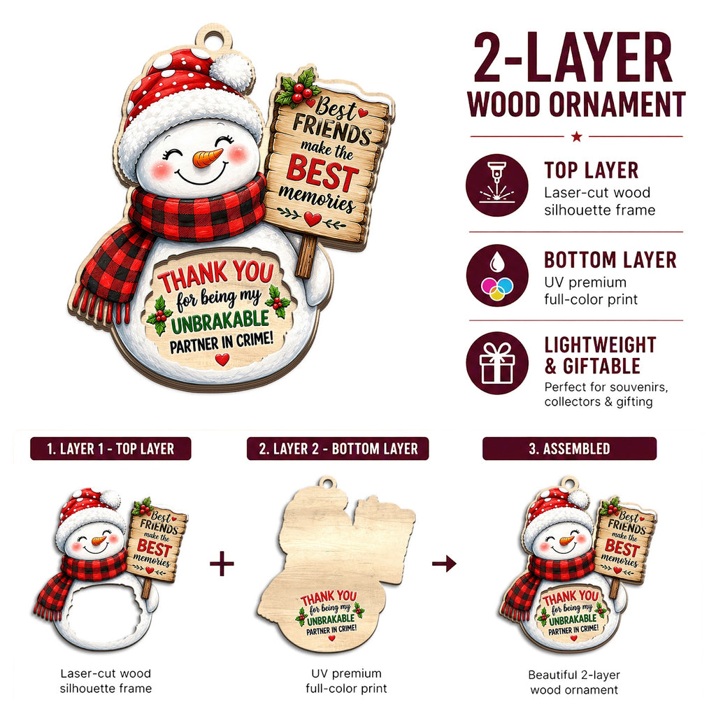 Best Friend Christmas Ornament, BFF Holiday Gift, Wood Hanging Tree Decoration